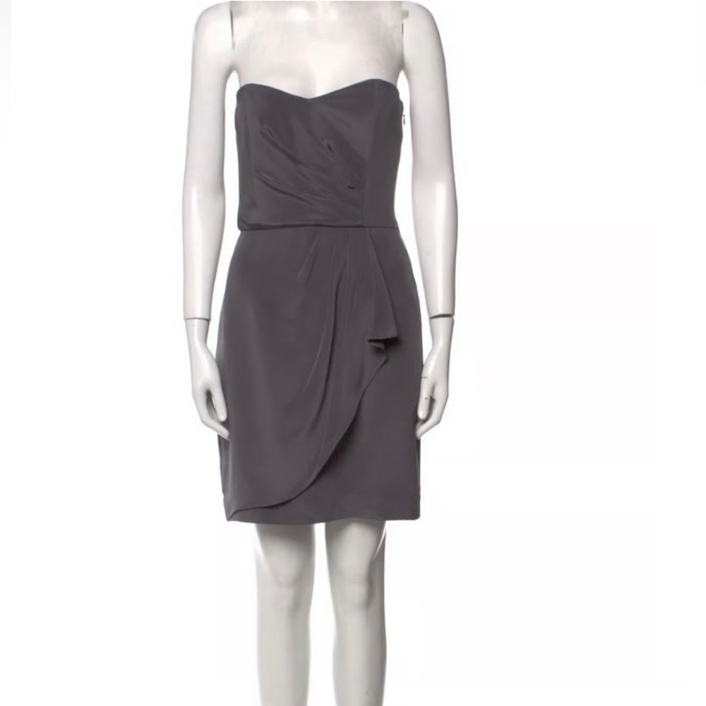 Barney’s NY Co-op Strapless Gray Silver Dress Silk Size 6 Cocktail Prom wedding